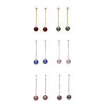 Pearl Chain Earrings - Blue