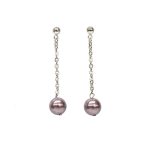 Pearl Chain Earrings - Lavender