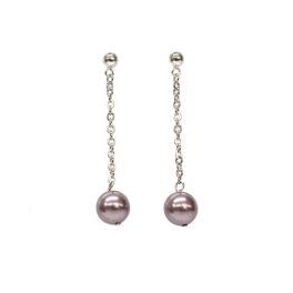 Pearl Chain Earrings - Lavender