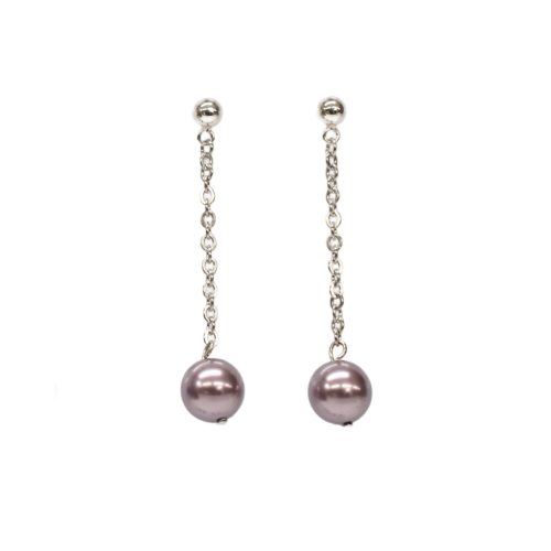 Pearl Chain Earrings - Lavender