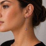 Pearl Chain Earrings - Lavender