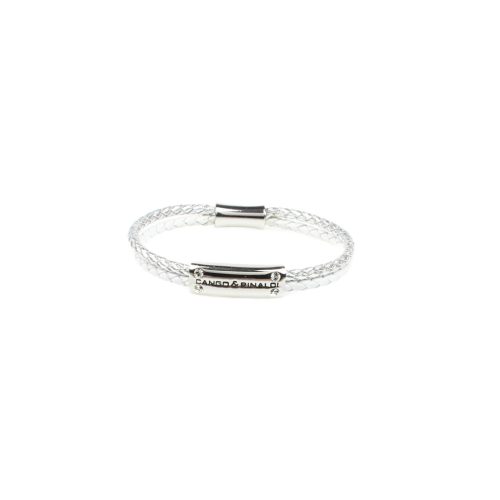 TWINS Silver Leather Bracelet with Crystals
