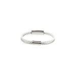 TWINS Silver Leather Bracelet with Crystals
