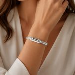 TWINS Silver Leather Bracelet with Crystals