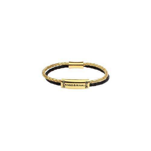 TWINS Gold Leather Bracelet with Crystals