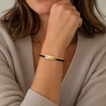 TWINS Gold Leather Bracelet with Crystals