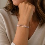 TWINS Rosegold Leather Bracelet with Crystals