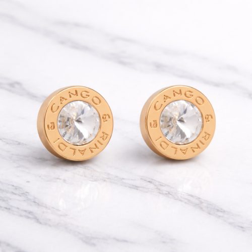 Cango&Rinaldi – Crystal Earrings, Gold Colour with White Stone