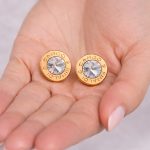 Cango&Rinaldi – Crystal Earrings, Gold Colour with White Stone
