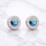 Cango&Rinaldi – Crystal Earrings, Silver Colour with Light Blue Stone