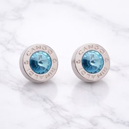   Cango&Rinaldi – Crystal Earrings, Silver Colour with Light Blue Stone