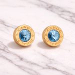 Cango&Rinaldi – Crystal Earrings, Gold Colour with Blue Stone