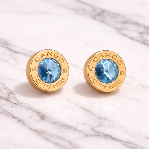 Cango&Rinaldi – Crystal Earrings, Gold Colour with Blue Stone