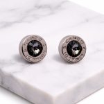 Cango&Rinaldi – Black Stone Crystal Earrings, Silver Colour 