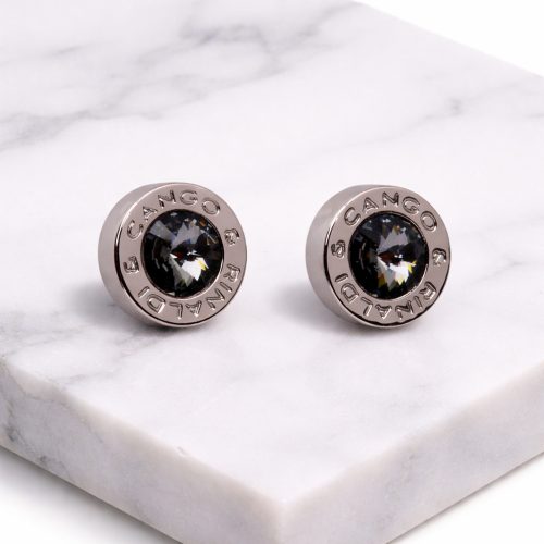 Cango&Rinaldi – Black Stone Crystal Earrings, Silver Colour 