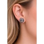 Cango&Rinaldi – Black Stone Crystal Earrings, Silver Colour 
