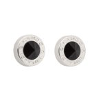 Cango&Rinaldi – Black Stone Crystal Earrings, Silver Colour 