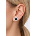 Cango&Rinaldi – Black Stone Crystal Earrings, Silver Colour 