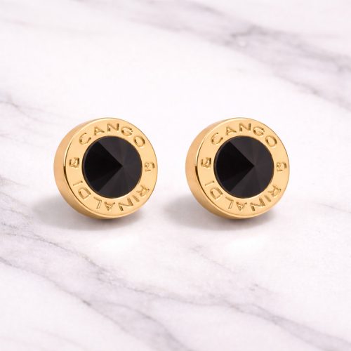 Cango&Rinaldi – Black Crystal Earrings, Gold Colour 