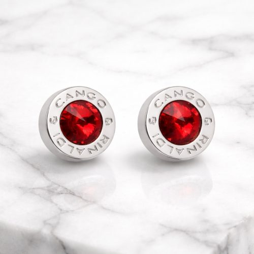 Cango&Rinaldi – Red Crystal Earrings, Silver Colour