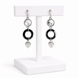 Dots Black Coloured Crystal Earrings