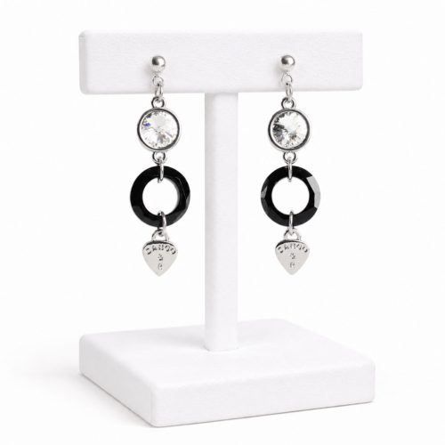 Dots Black Coloured Crystal Earrings