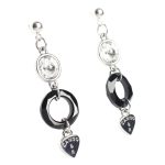 Dots Black Coloured Crystal Earrings