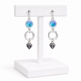 Dots Silver Coloured Crystal Earrings