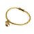 Gold Leather Bracelet with Crystal and Logo