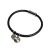 Black Leather Bracelet with Crystal and Logo