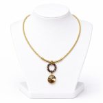 Dots Necklace – Gold Crystal and Leather Cord Necklace