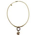 Dots Necklace – Gold Crystal and Leather Cord Necklace