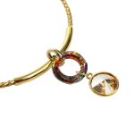 Dots Necklace – Gold Crystal and Leather Cord Necklace