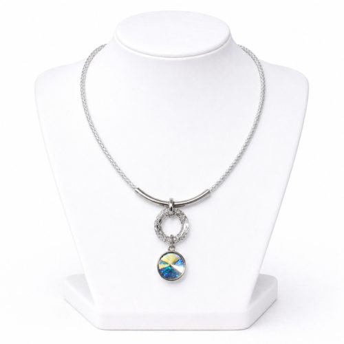 Dots Necklace – Silver Crystal and Leather Cord Necklace