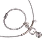 Dots Necklace – Silver Crystal and Leather Cord Necklace