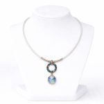 Dots Necklace – Crystal, White Leather Cord