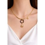 Dots Necklace – Crystal, White Leather Cord