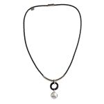 Dots Necklace – Black Crystal, Black Leather Cord