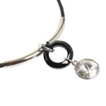 Dots Necklace – Black Crystal, Black Leather Cord
