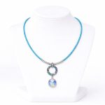 Dots Necklace – Crystal, Blue Leather Cord