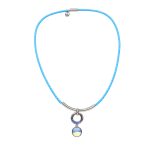 Dots Necklace – Crystal, Blue Leather Cord