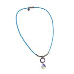 Dots Necklace – Crystal, Blue Leather Cord