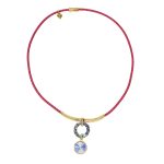 Dots Necklace – Crystal, Pink Leather Cord