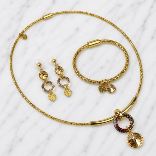 Dots Crystal Jewelry Set – Gold