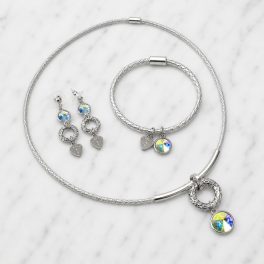 Dots Crystal Jewelry Set – Silver