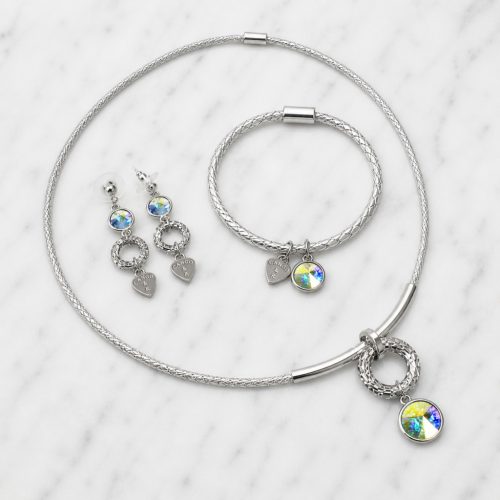 Dots Crystal Jewelry Set – Silver