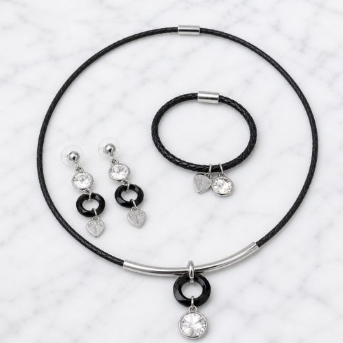 Dots Crystal Jewelry Set – Black