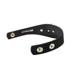 Black Leather Bracelet for Women with Crystals