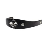 Black Leather Bracelet for Women with Crystals