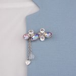 Crystal Brooch with Chain 
